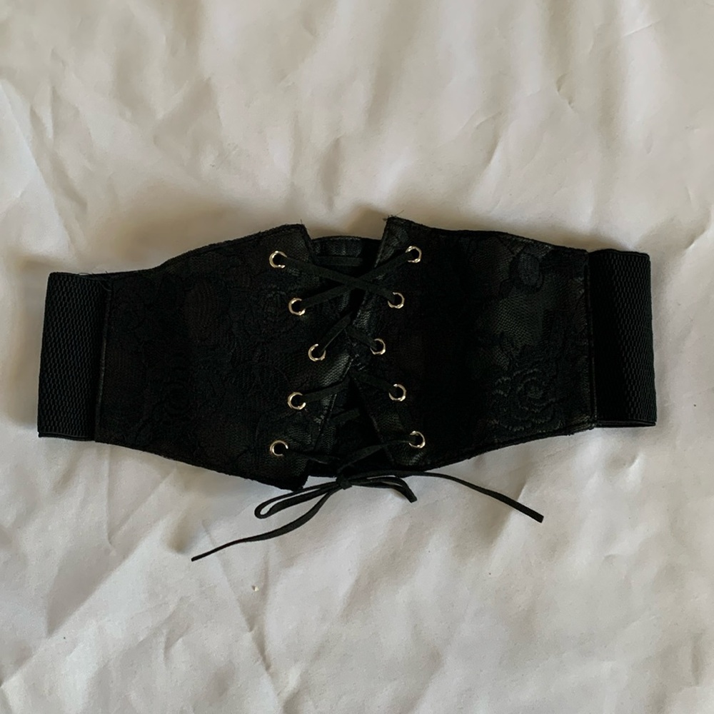 Black stretchy elastic corset for women size L